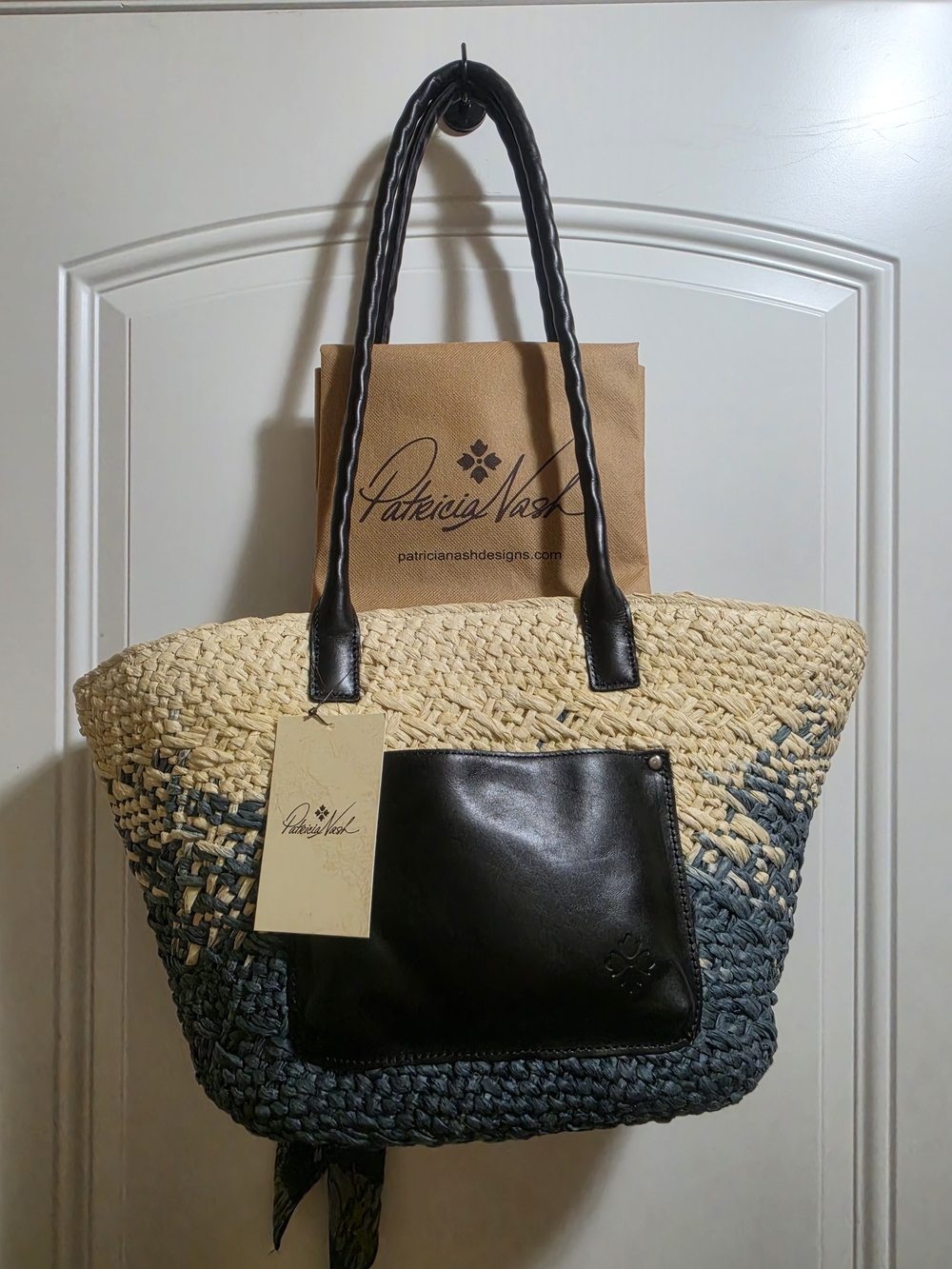 NWT Patricia Nash Specialty Woven Calypso Tote - Navy/Natural